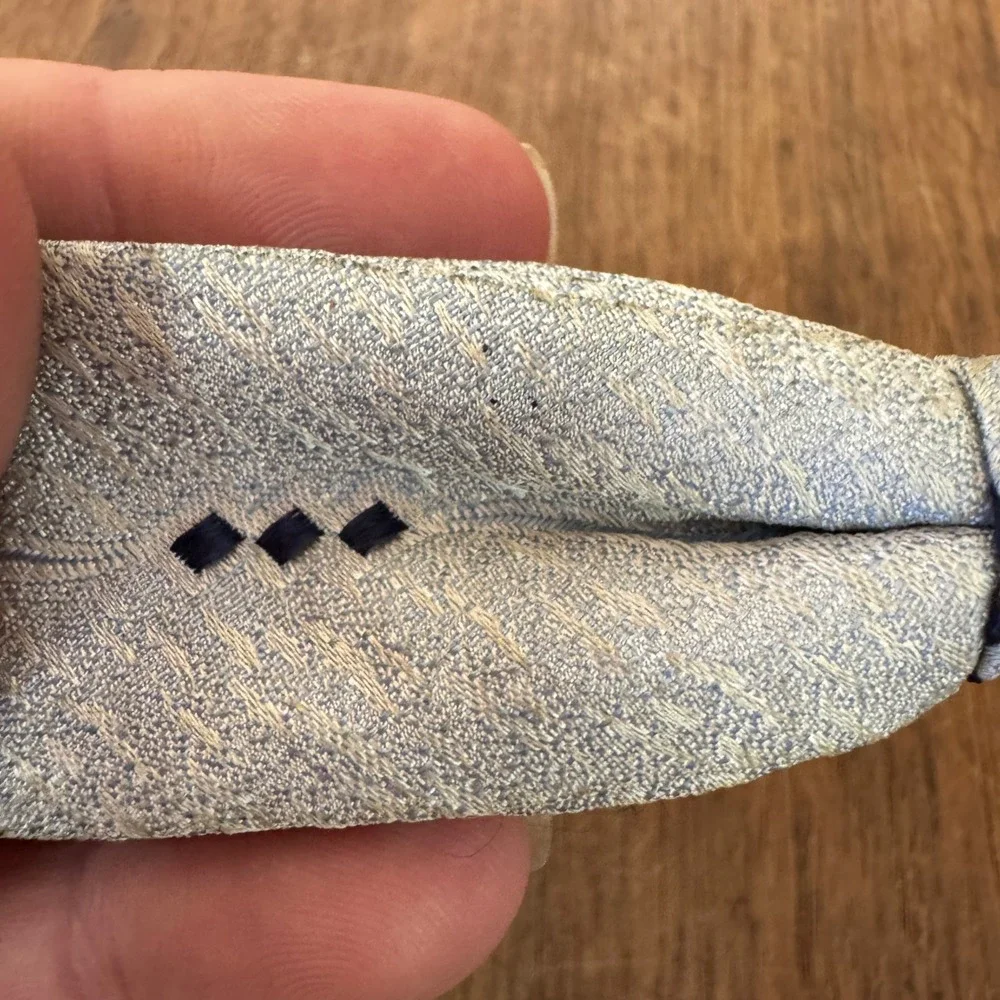 Vintage Beau Brummell Snap‎ On Bow Tie Powder Blue Diamond Pattern